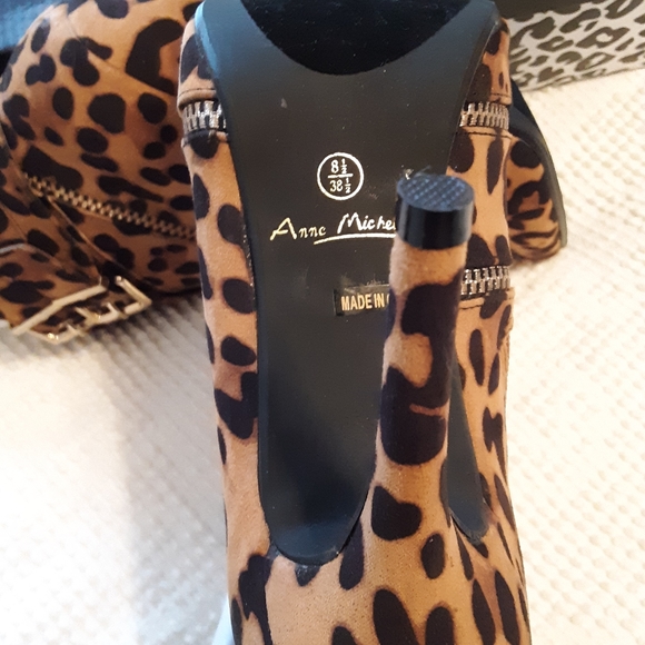 Anne Michelle Leopard Stiletto Ankle Booties - Picture 4 of 8
